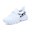 Women's Black Mesh Korean Style Sneakers with Thick White Sole
